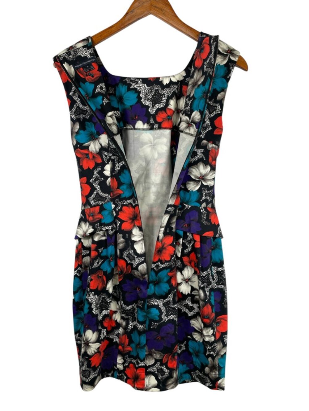French Connection Cotton Floral Peplum Sheath Dress Size 2 - Picture 7 of 11